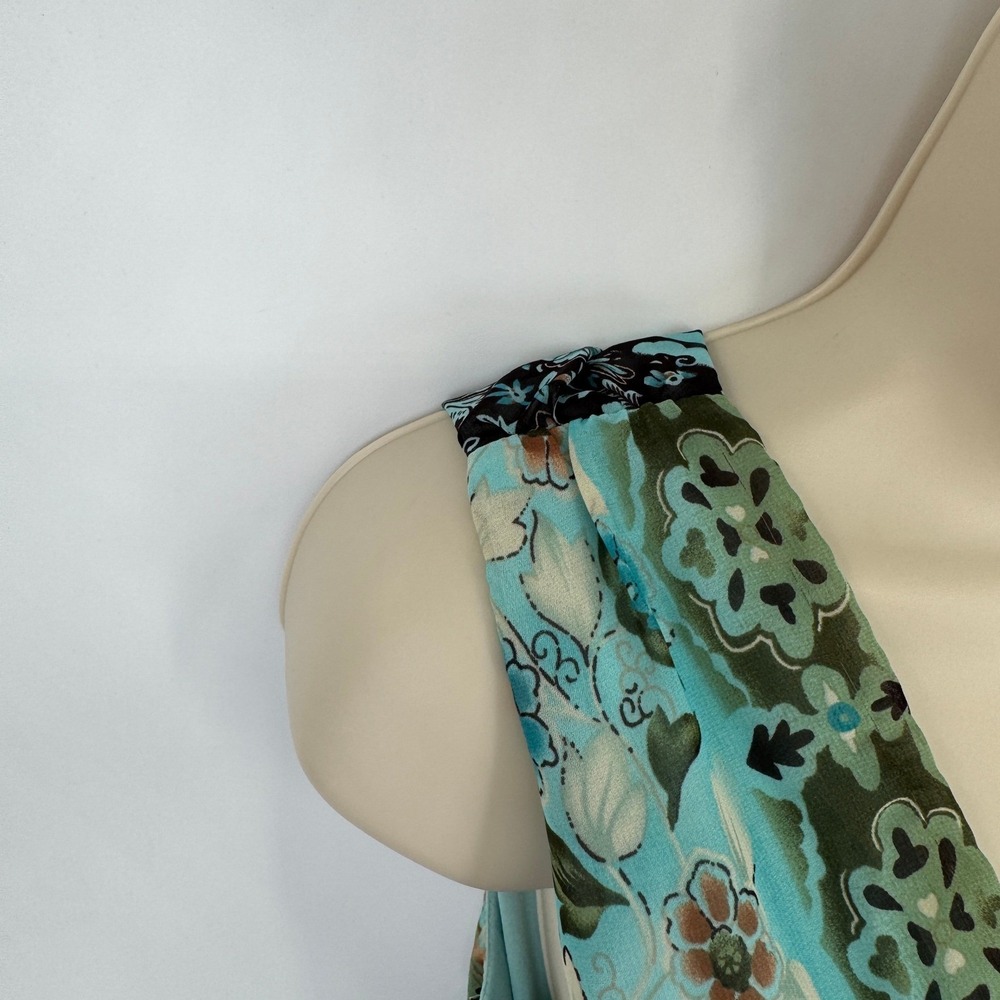 Vintage Y2K Dressbarn Handkerchief Hem Dress Womens 14 Turquoise Floral Fairy - Picture 8 of 16